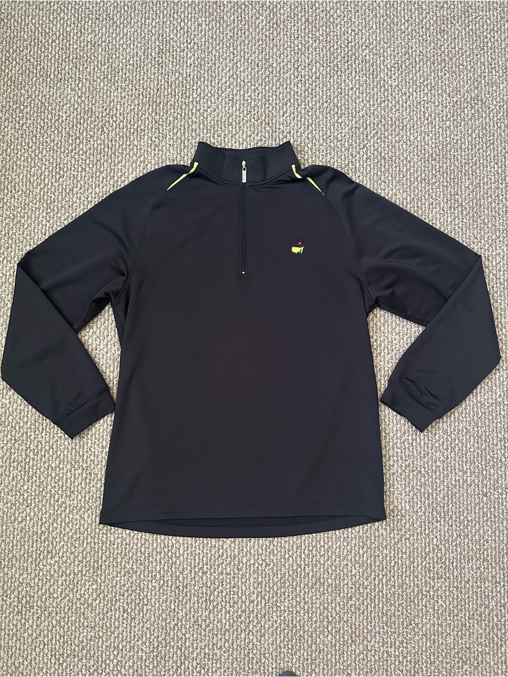 Masters Tech Black 1/4 Zip Pullover with Lime Green Accent Mens XL